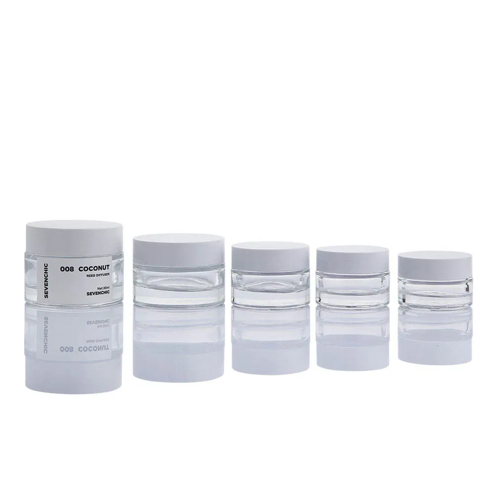 High Quality 10g 15g 20g 30g 50g Empty Glass Cream Bottles Frost Finish Set Five Face Cream Serum Cosmetics Custom Screw Cap