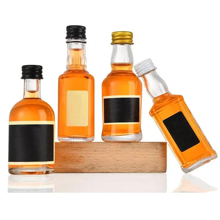 Mini 50ml Glass Liquor Bottle with Metal Cap for Vodka Whiskey Beverage Gin Spirits