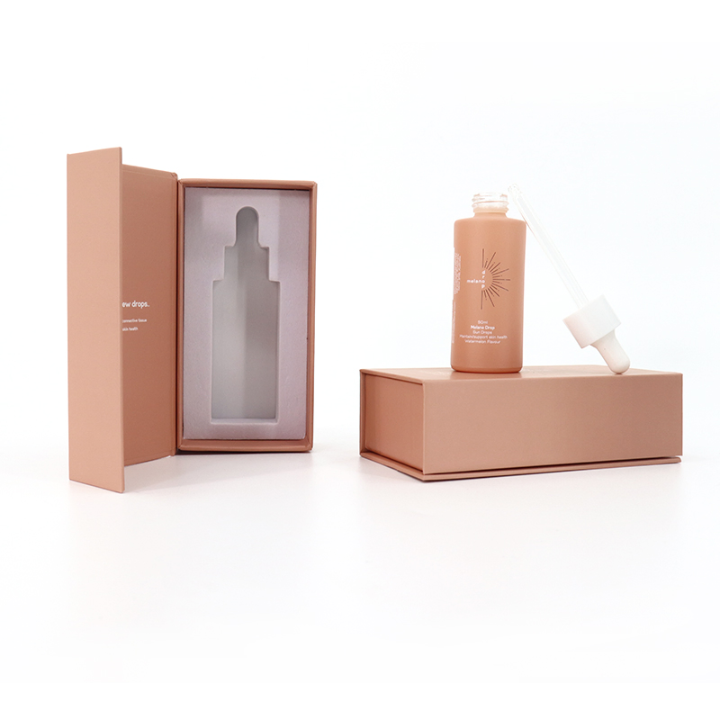 Luxury Flat Shoulder Empty Cosmetic Skincare Packaging Bottle 30ml 50ml Round Frosted Face Hair Essential Oil Glass Serum Dropper Bottle with Box
