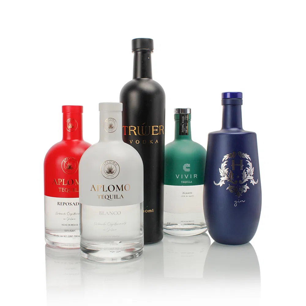 Wholesale Custom Designed Unique Luxury Set Lid Tequila Whiskey Whisky Brandy Vodka Gin Bottle 750ml Glass Spirit Liquor Bottles