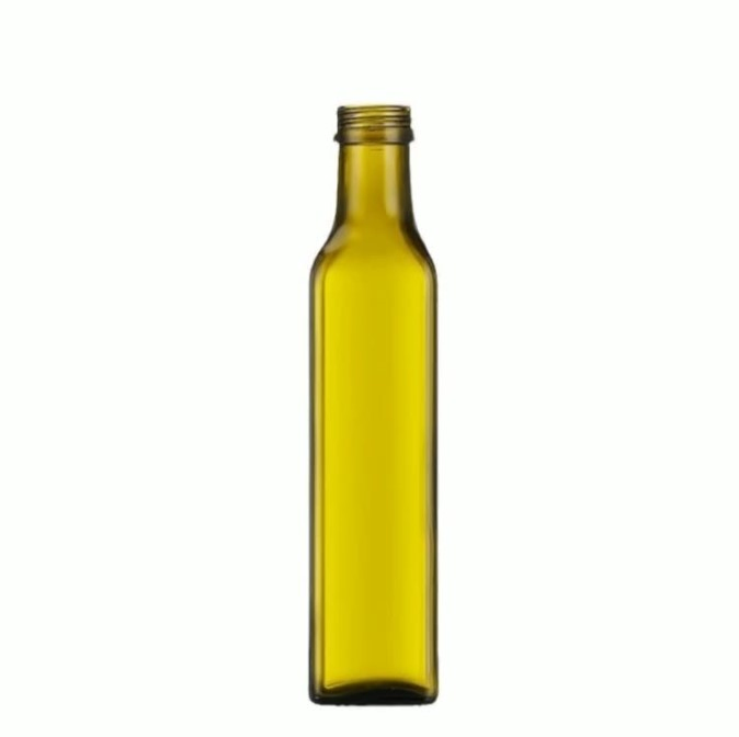 500ml Dark Green Sesame Walnut Olive Oil Tea-Colored Light-Proof Square Glass Oil Bottle