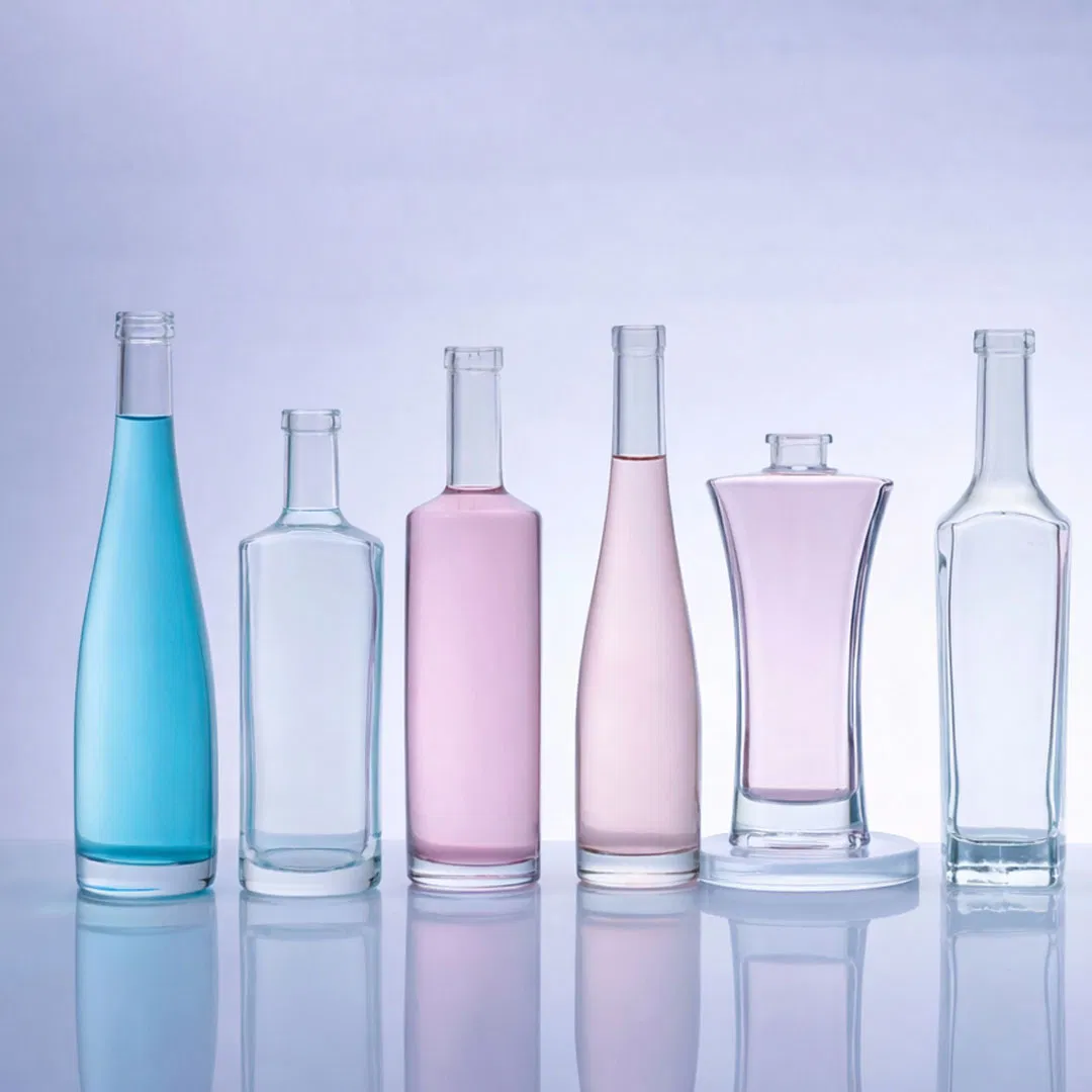 375ml, 500ml, 750ml, 1000ml Frosted Custom Printing Bottle Decanter Private Label Whiskey Tequila Mezcal Gin Glass Packaging Glass Spirits Bottle with Cork Lid