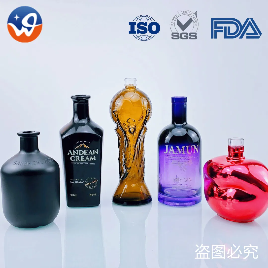 Spraying Color Screen Printed Short Neck Glass Spirits Bottles for Sale