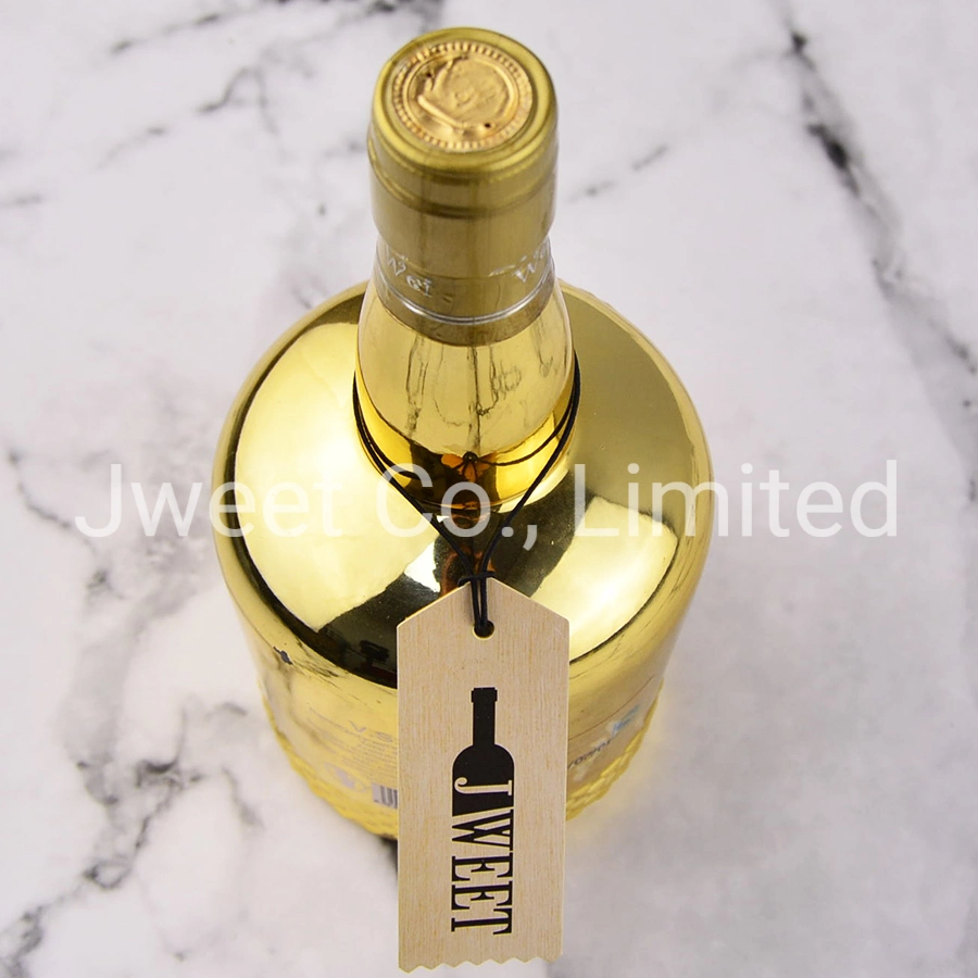 Luxury Golden Electroplated Brandy Bottle Glass Liquor Brandy Wine Bottle
