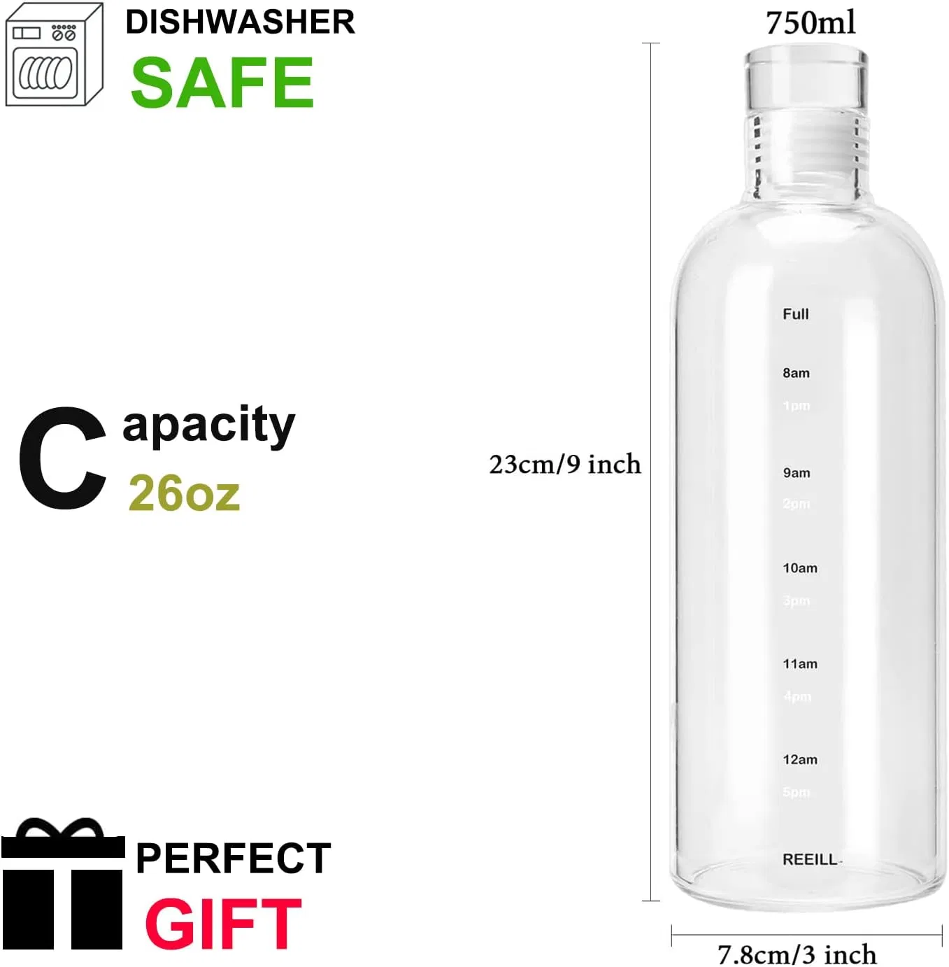 High Borosilicate Empty Guangdong Round Glass Container Packaging Glassware Mineral Water Glass Cup 1000ml 750ml 500ml 300ml Glass Water Bottle Manufacturers