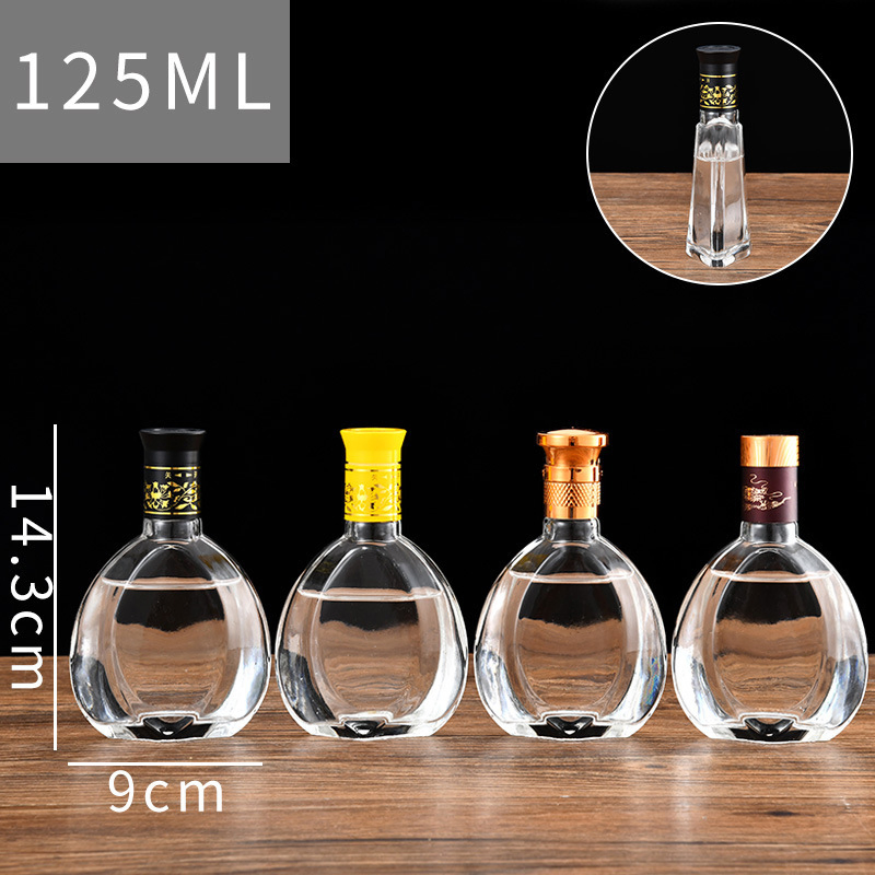 100ml 125ml Mini Empty Vodka Glass Liquor Wine Spirit Bottle with Lid for Brandy Whisky