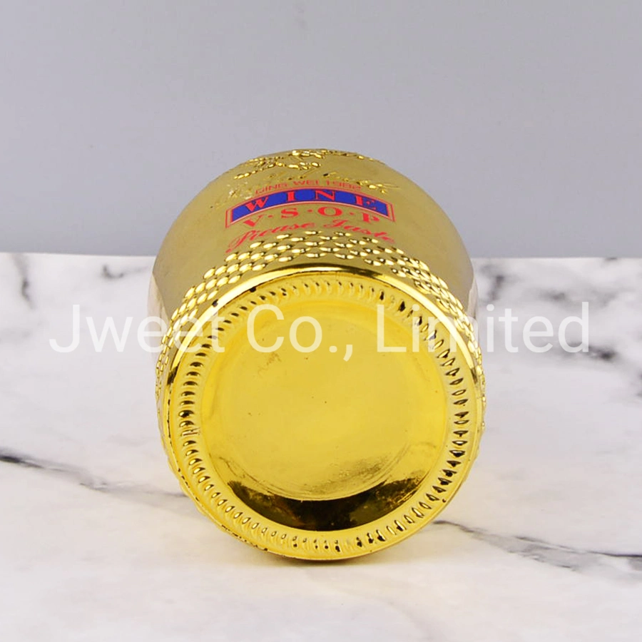 Luxury Golden Electroplated Brandy Bottle Glass Liquor Brandy Wine Bottle