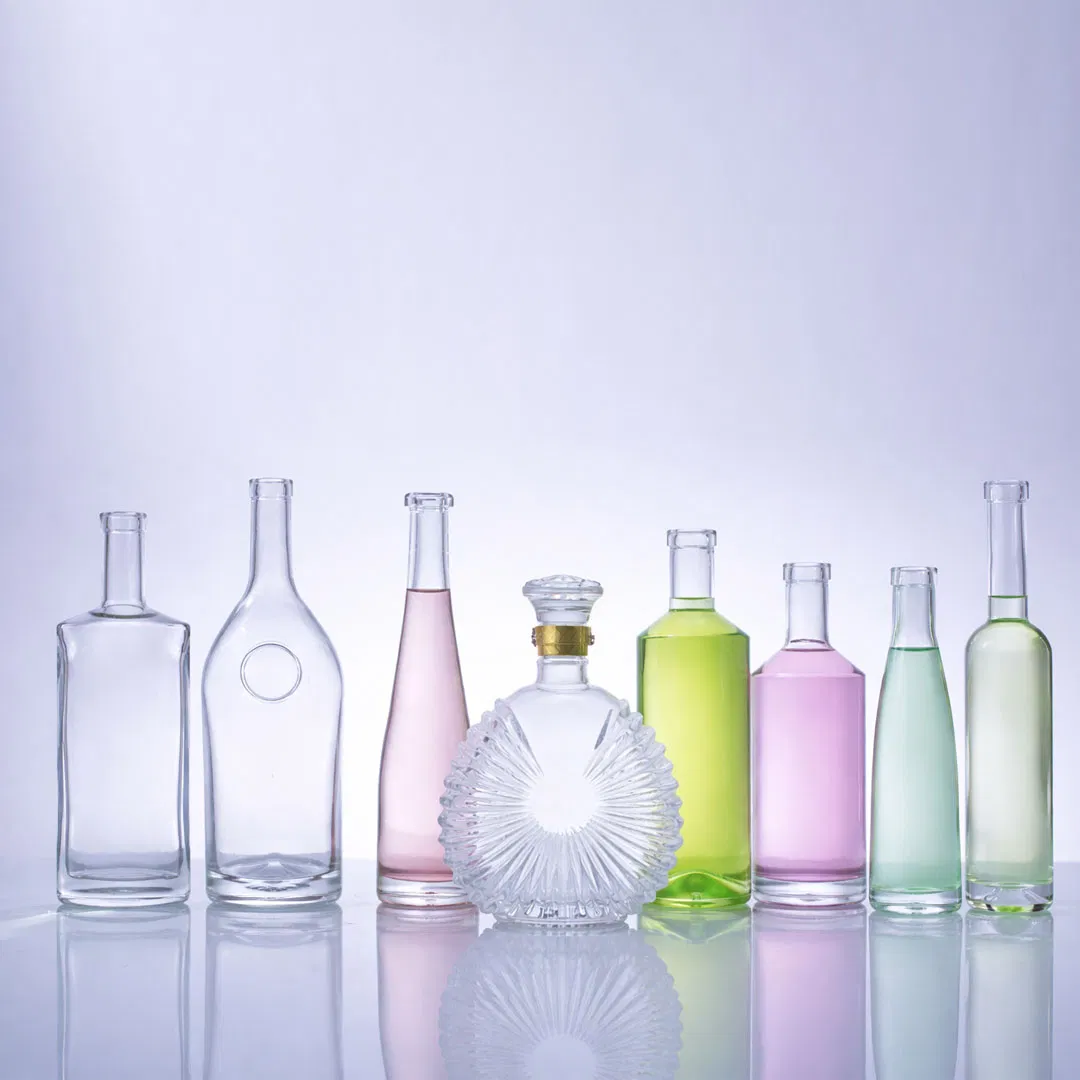 375ml, 500ml, 750ml, 1000ml Frosted Custom Printing Bottle Decanter Private Label Whiskey Tequila Mezcal Gin Glass Packaging Glass Spirits Bottle with Cork Lid