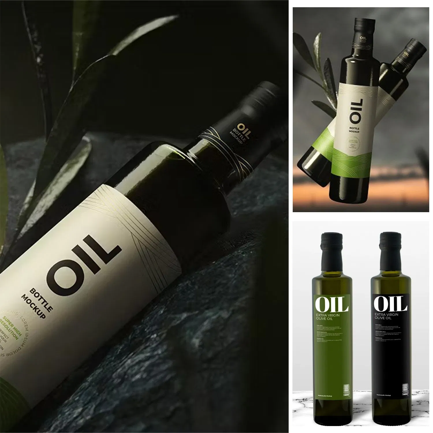 250ml 500ml 750ml 1000ml Dark Green Round Shape Glass Olive Oil Bottles with Tamper Evident Cap