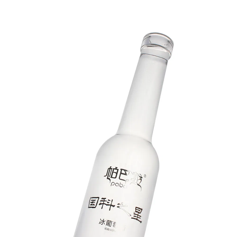Manufacturer Custom Super Flint Clear 375ml Long Neck Ice Wine Glass Bottle Tall Skinny Ice Wine Bottle