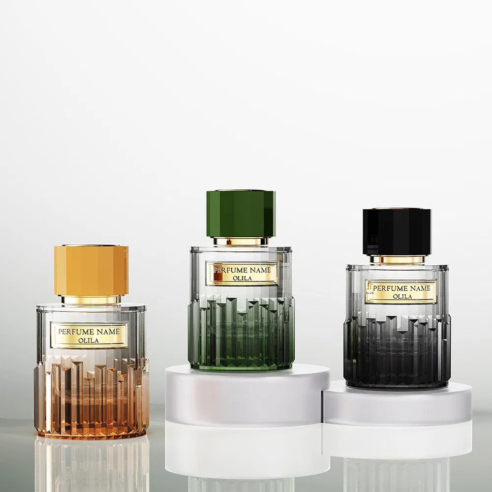 Cosmetic Square Rectangle Clear 30 50 100ml Fragrance Oil Glass Perfume Bottle with Crimp Cap