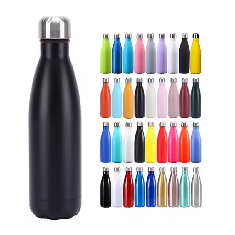 Custom Logo Imprint Promotion 17oz Stainless Steel Double Wall Vacuum Insulated Water Bottle Cola Shape Leak Proof Sports Water Bottle