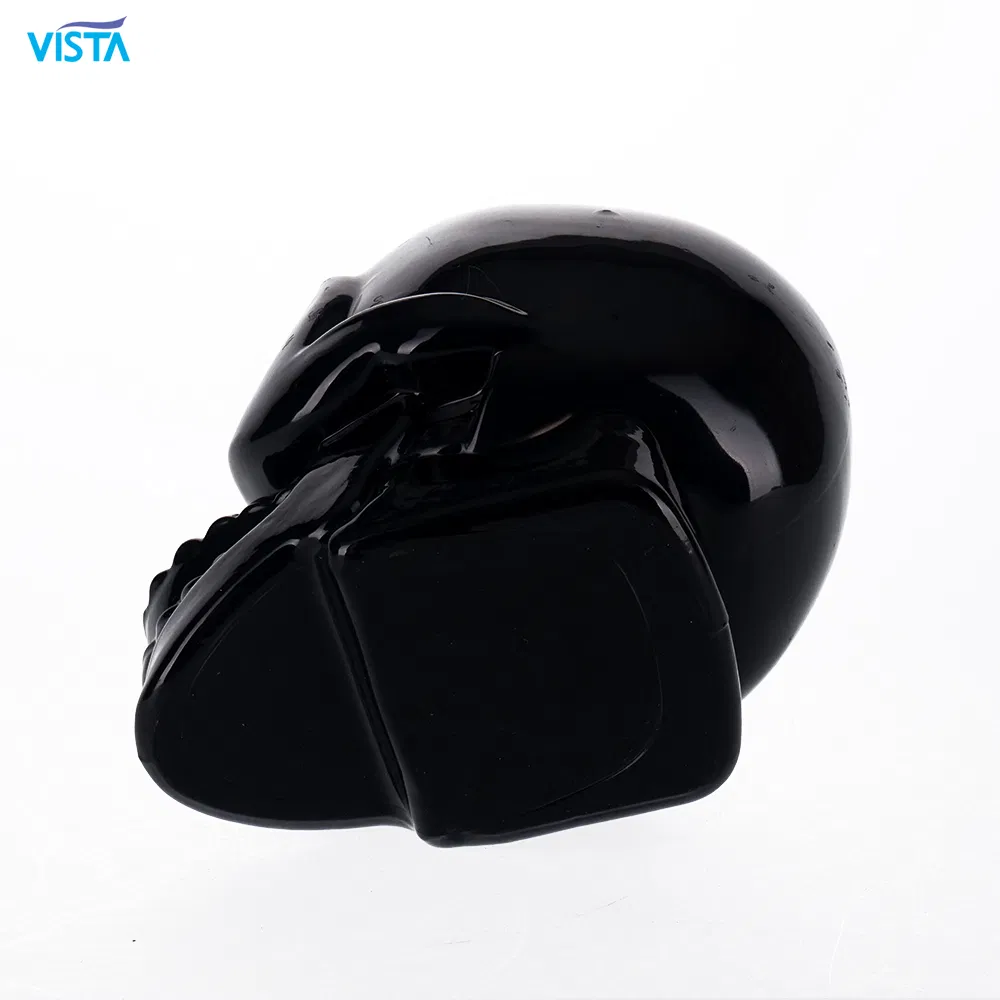 350ml High Flint Skull Shape Glass Bottle for Liquor with Cork Finish and Black Spray