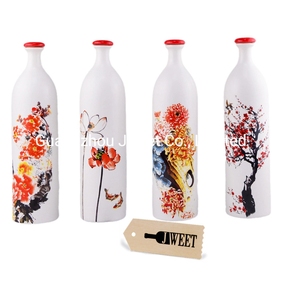 Round Square Flint Glass 50cl 70cl 75cl Spirits Liquor Porcelain Ceramic Bottle