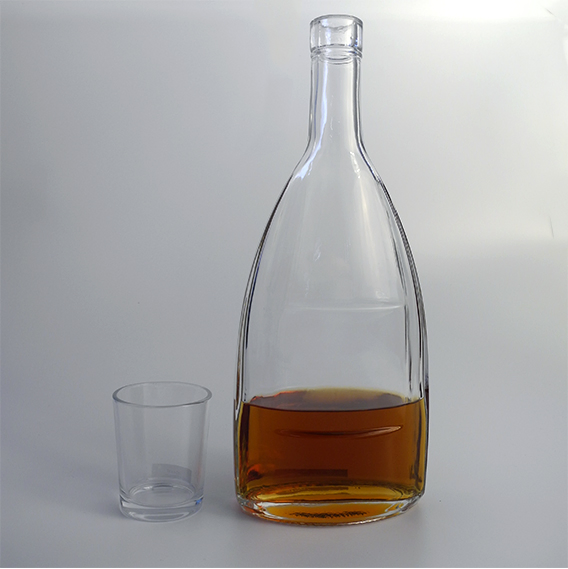 500ml 720ml 750ml Transparency Empty Design Custom Xo Wine Rum Spirit Glass Bottle Customized Printed Bottle with Cork Finish
