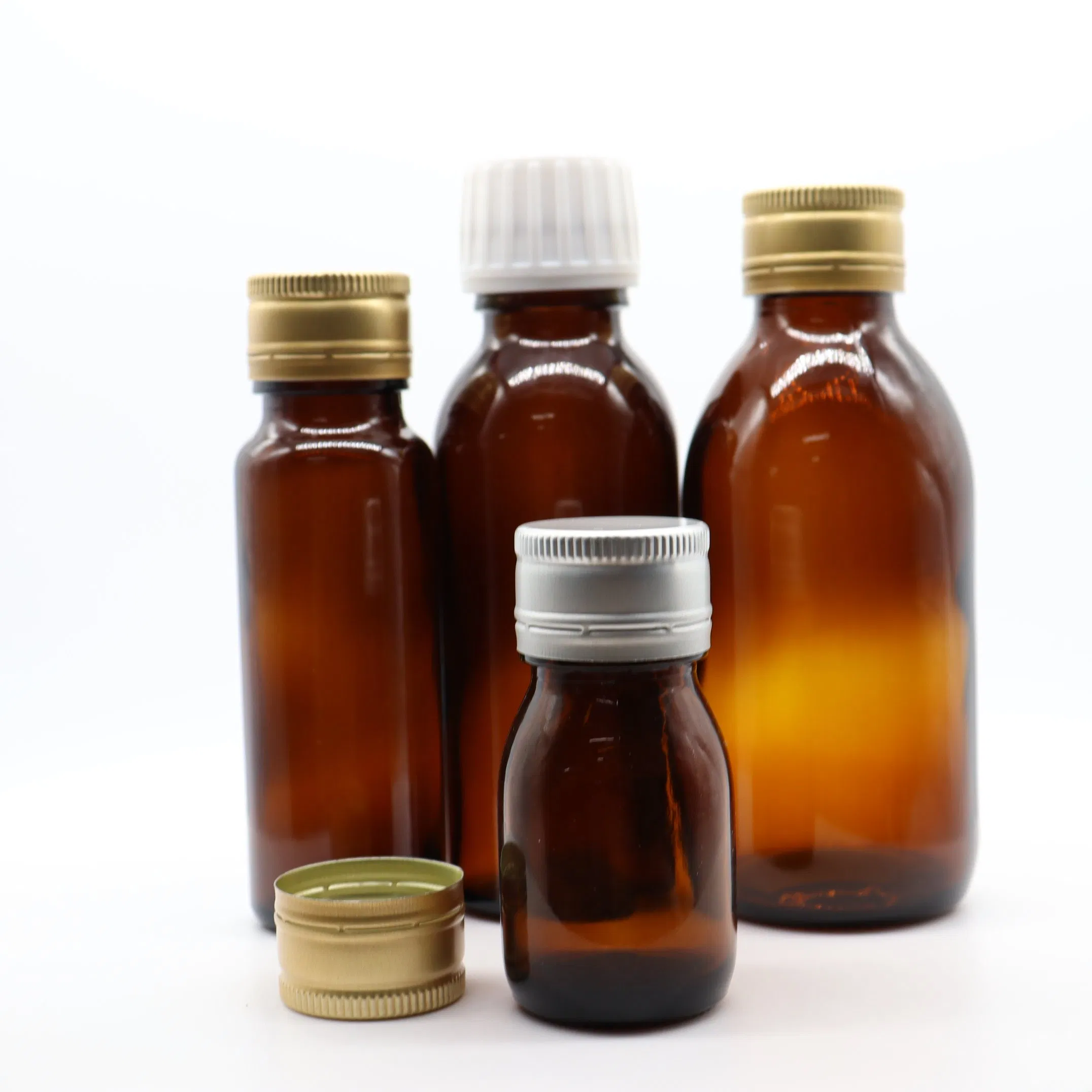 Lightweight Bottle Empty Glass Cough Syrup 30ml 60ml 100ml 125ml 150ml 200ml Oval Liquid Medicine Bottles