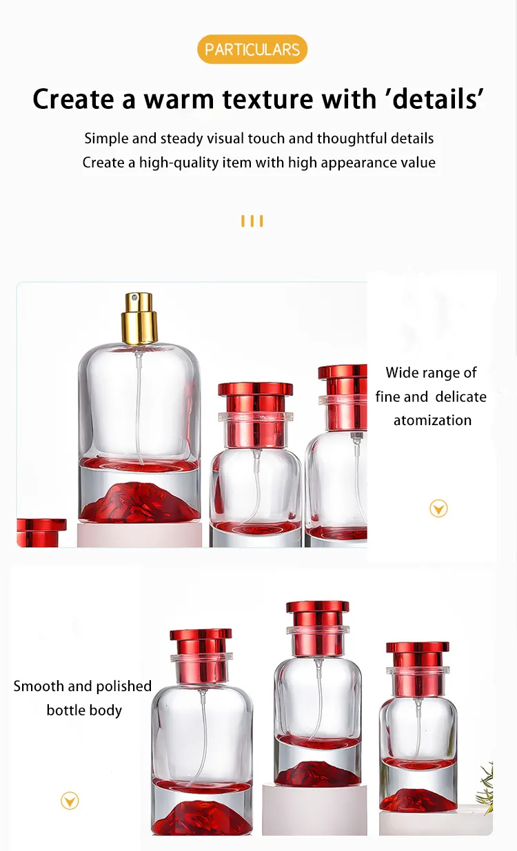 Thick Base Red Color Glass Perfume Bottle 3