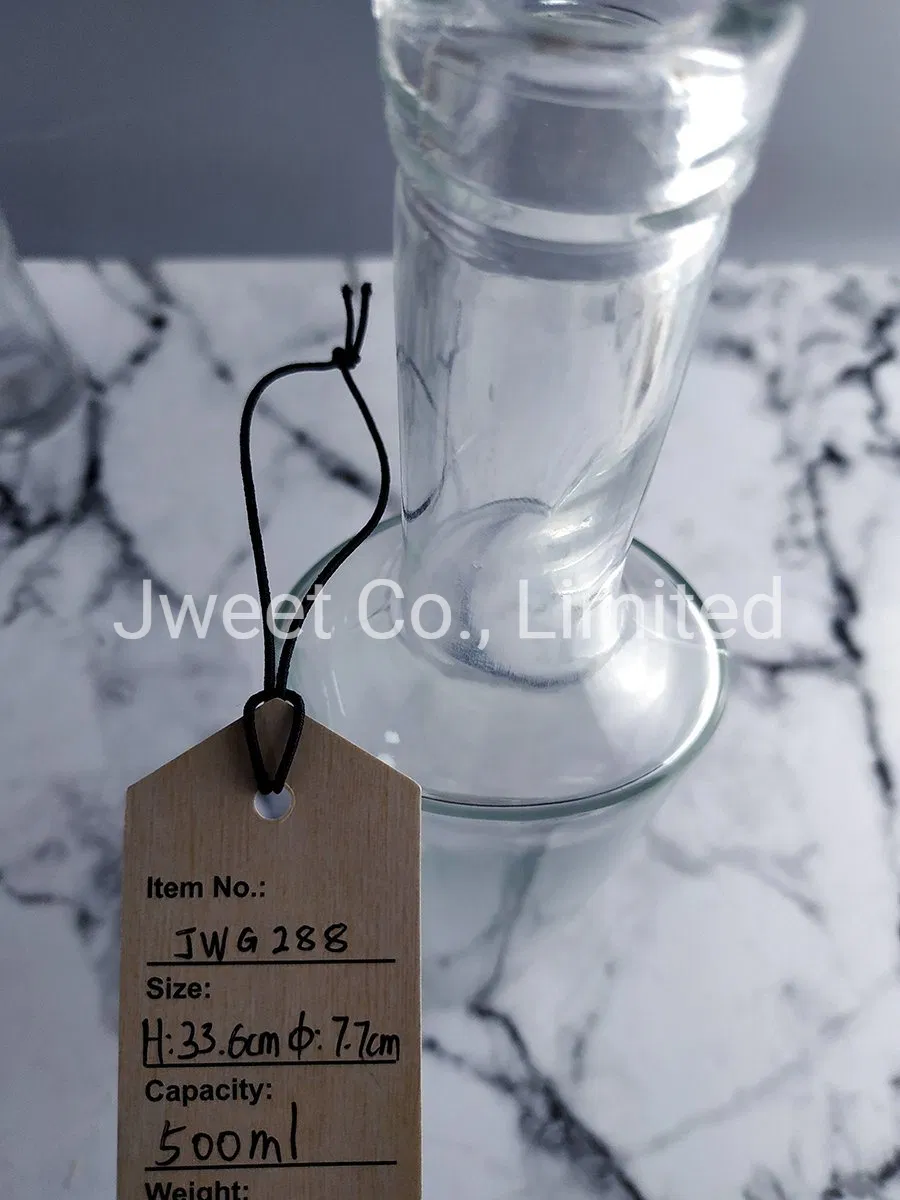 Factory High Flint Glass Long Neck Tall Round Glass Bottle Liquor Package