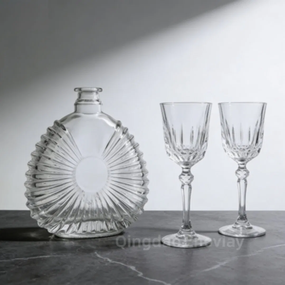 500ml Short Neck Glass Bottle Transparent Glass Whiskey Bottle Vodka Bottle with Cork