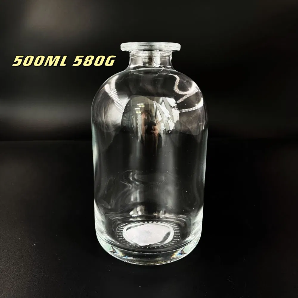 Jingna Short Neck 500ml Reusable Glass Bottle for Whisky Gin Rum