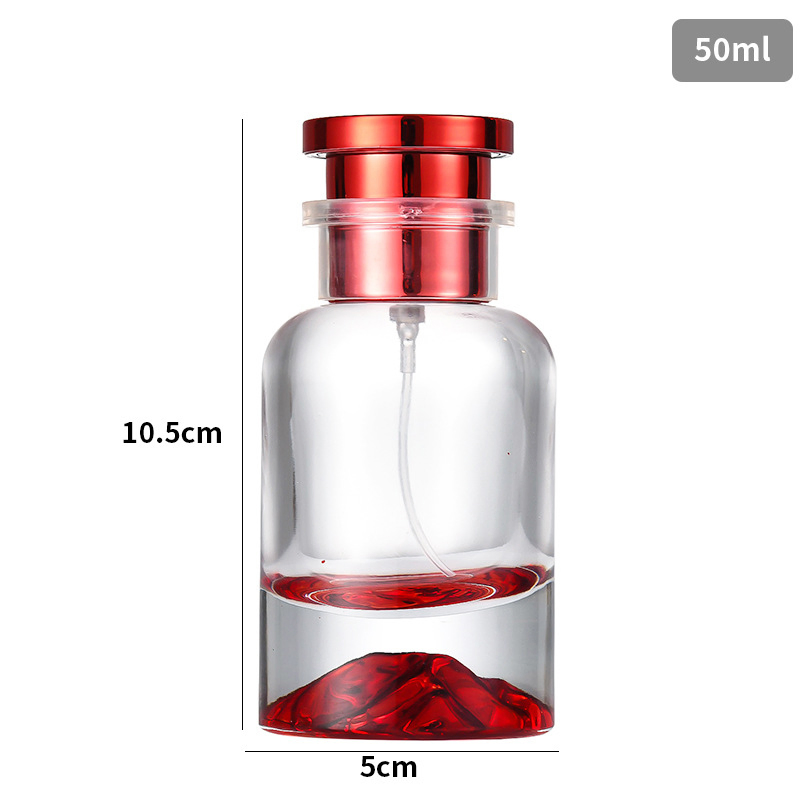 Thick Base Red Color Glass Perfume Bottle with Lids Luxury Empty Cosmetic Perfume Bottle