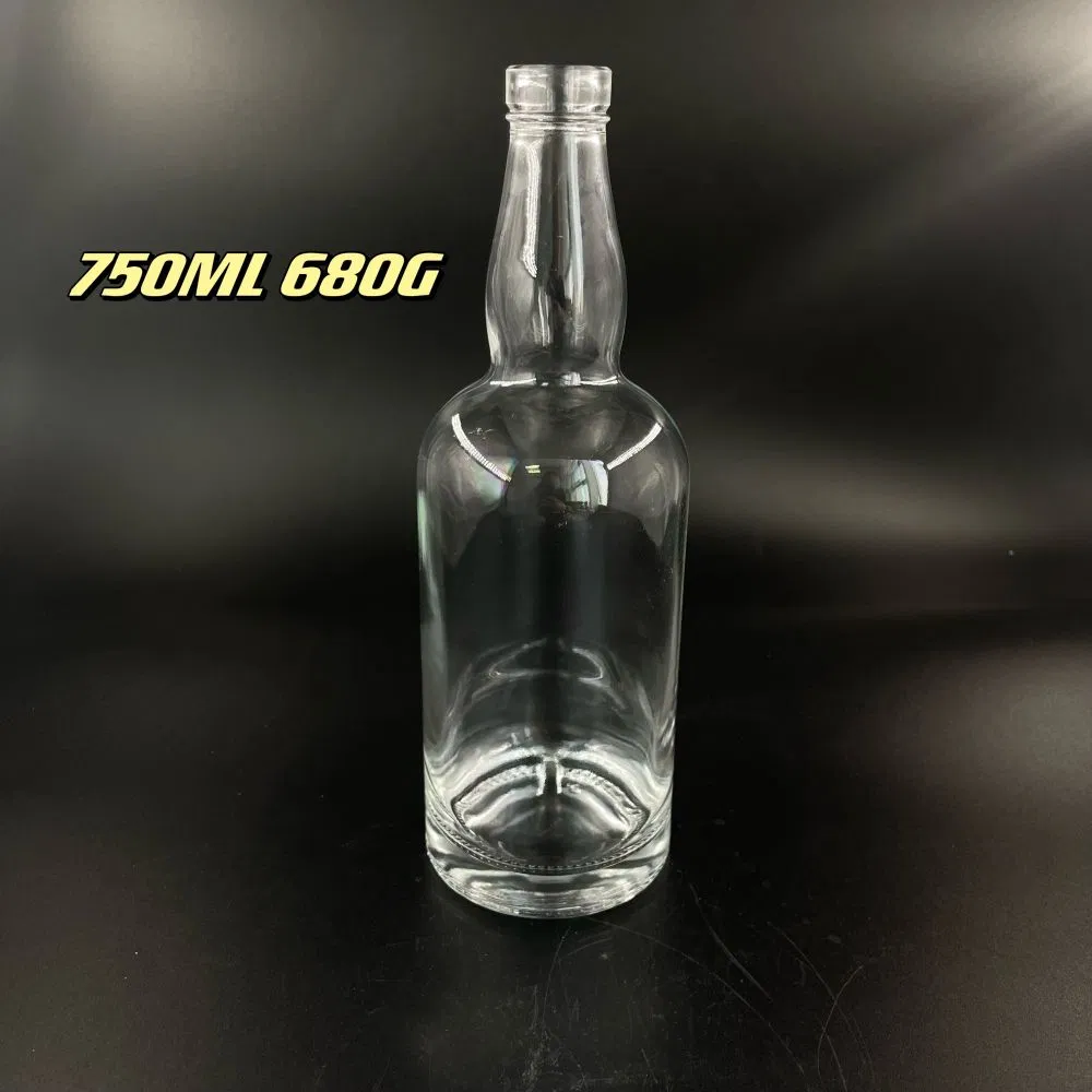 750ml Tall Thick Neck Round Whisky Brandy Glass Liquor Bottle