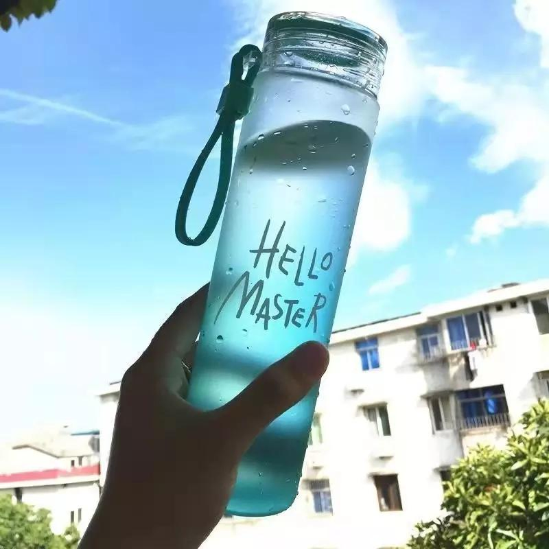 Wholesale Gift Letter Bottle Colorful Frosted Portable Drinking Cheap Glass Water Bottle with Lid