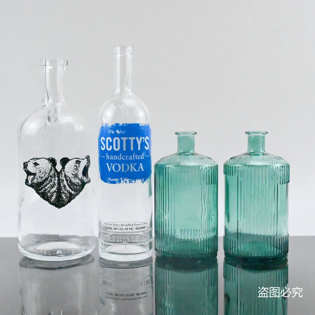 Luxury Unique Design with Cork FDA Approved Food Grade 750ml 1000ml Whiskey Rum Tequila Mezcal Gin Premium Custom Glass Liquor Whiskey Vodka Bottle with Caps