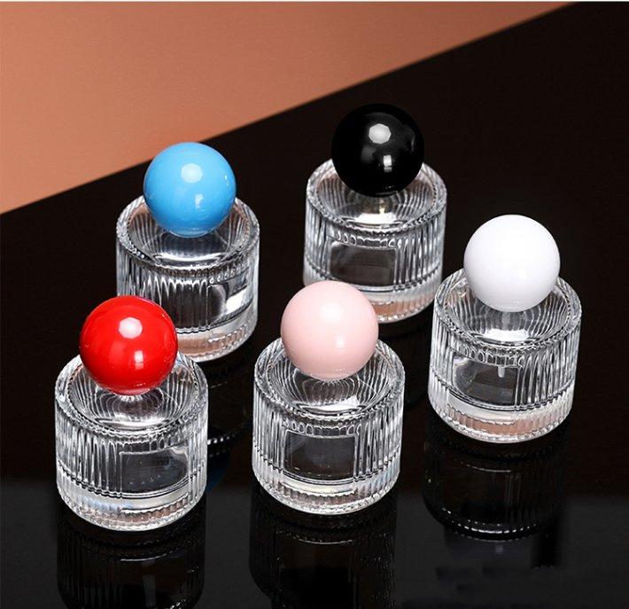 Silver Black PP Lid 25 Ml 50 Ml Round Blue Glass Perfume Oil Bottle Body Mist