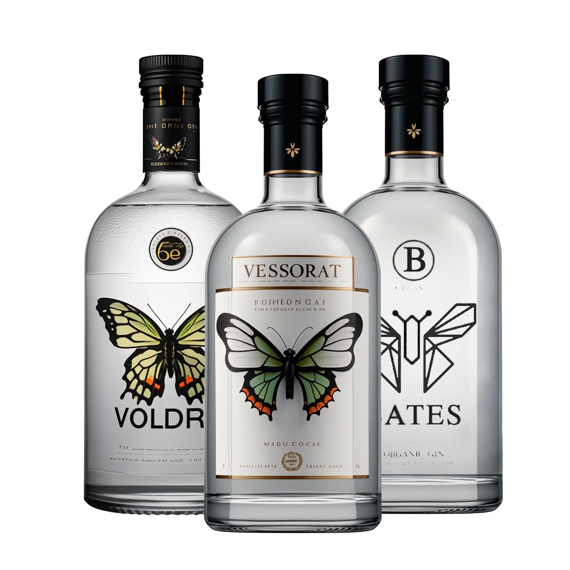 Wholesale Empty Crafted Matt Black Flint Glass Empty Vodka Gin Bottles 375ml 500ml 750ml Custom Printed Elegant Nordic Design Wine Whisky Bottle with T-Cork