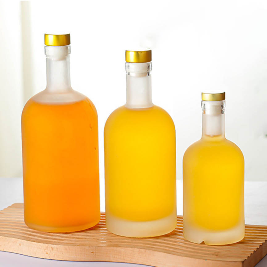 Frosting Round Shape 100ml 200ml 375ml 500ml 700ml 750ml 1000ml Tequlia Rum Whisky Spirit Gin Vodka Glass Liquor Special Unique Custom Glass Bottle