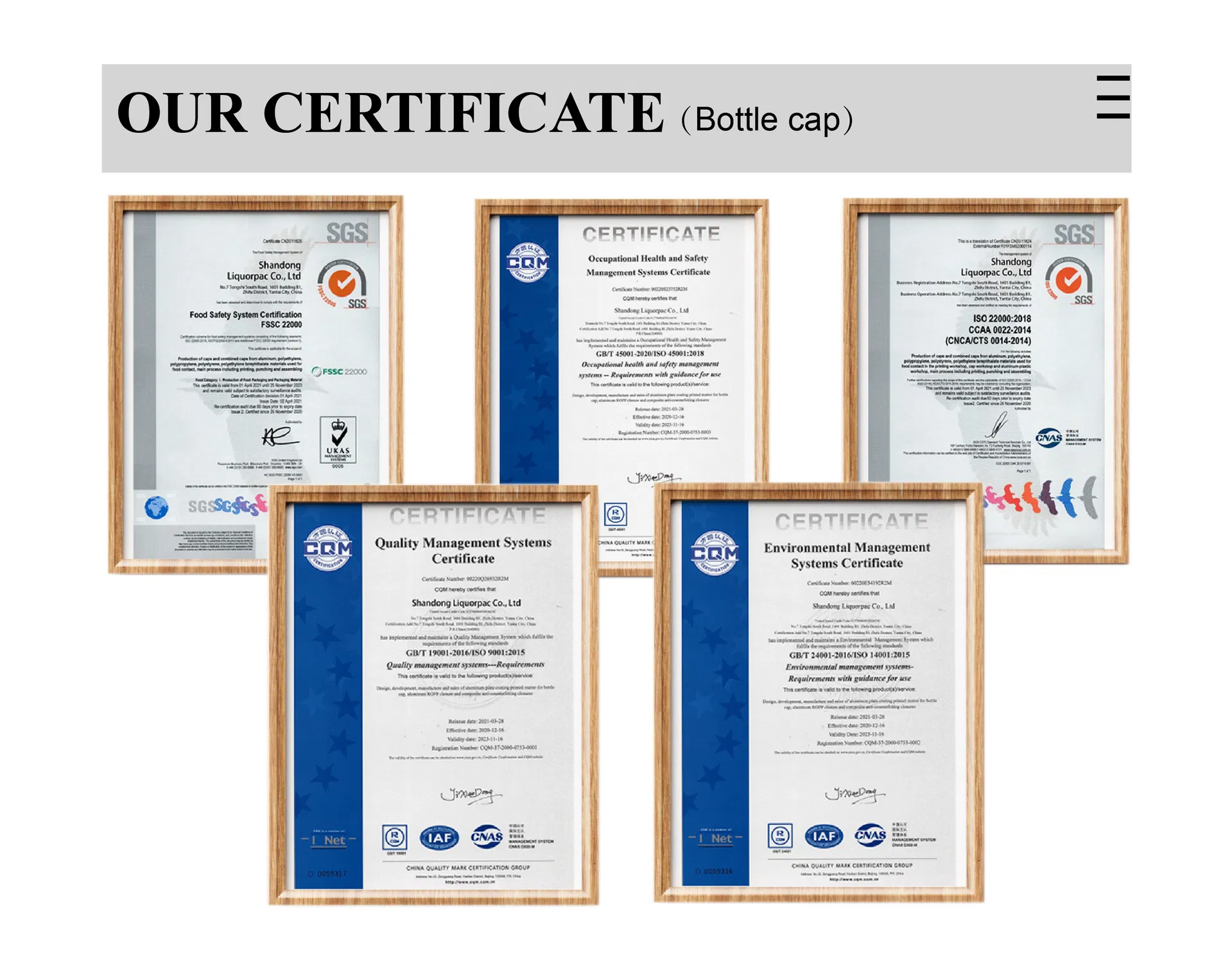 Quality Certifications