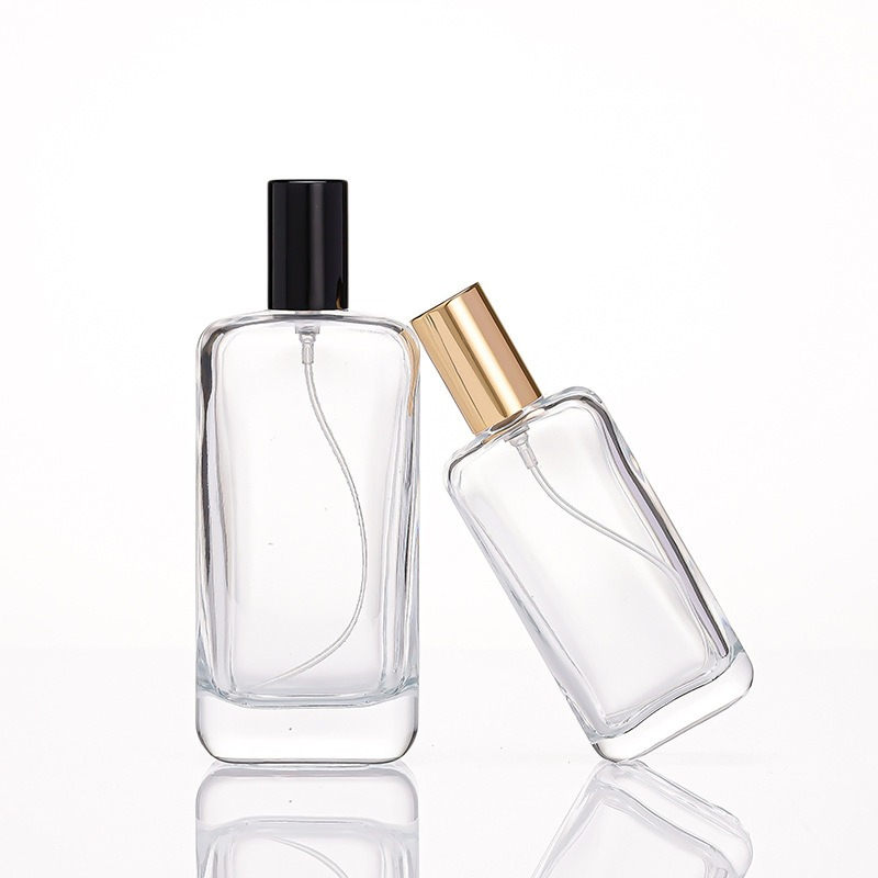 Wholesale OEM Custom Empty Fragrance Packaging Cosmetic Perfume Bottle 25ml 50ml 100ml Glass Flat Rectangle Shape Spray Bottles