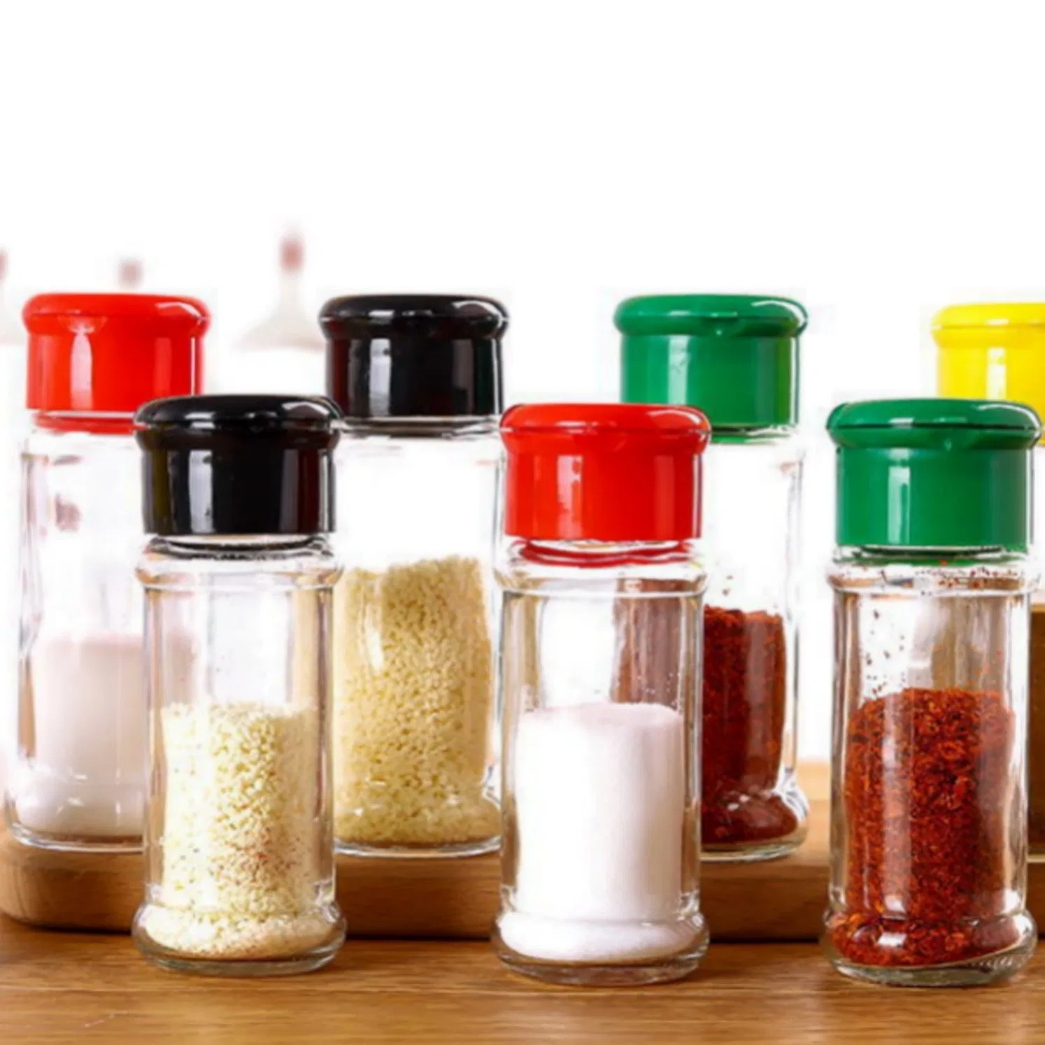 Round Seasoning Bottle Large Capacity Glass Wide Mouth Easy Clean Refill Whole Grain Spice Storage