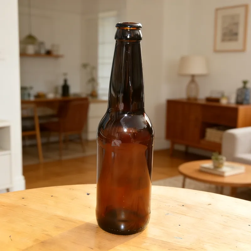 Brown Square Glass Bottle Side View