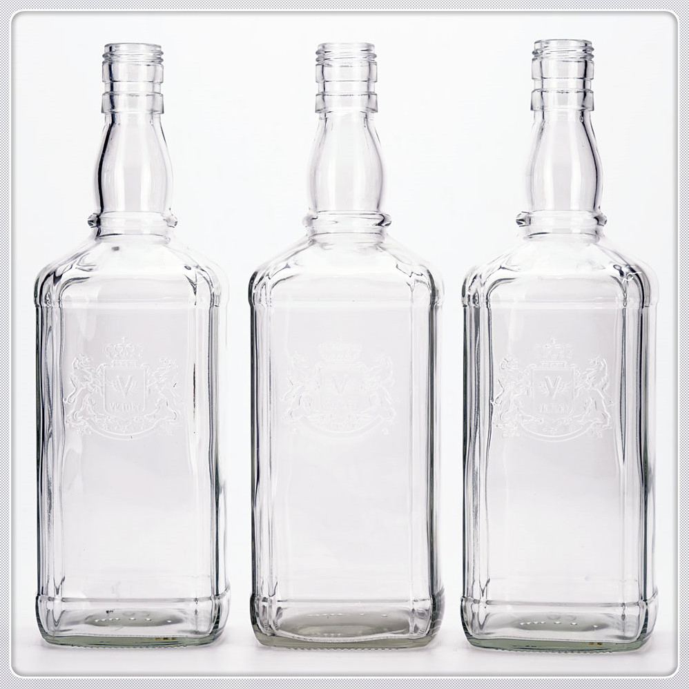 Large 1750ml Glass Alcohol Bottle with Frost Finish and Screw Cap Closure