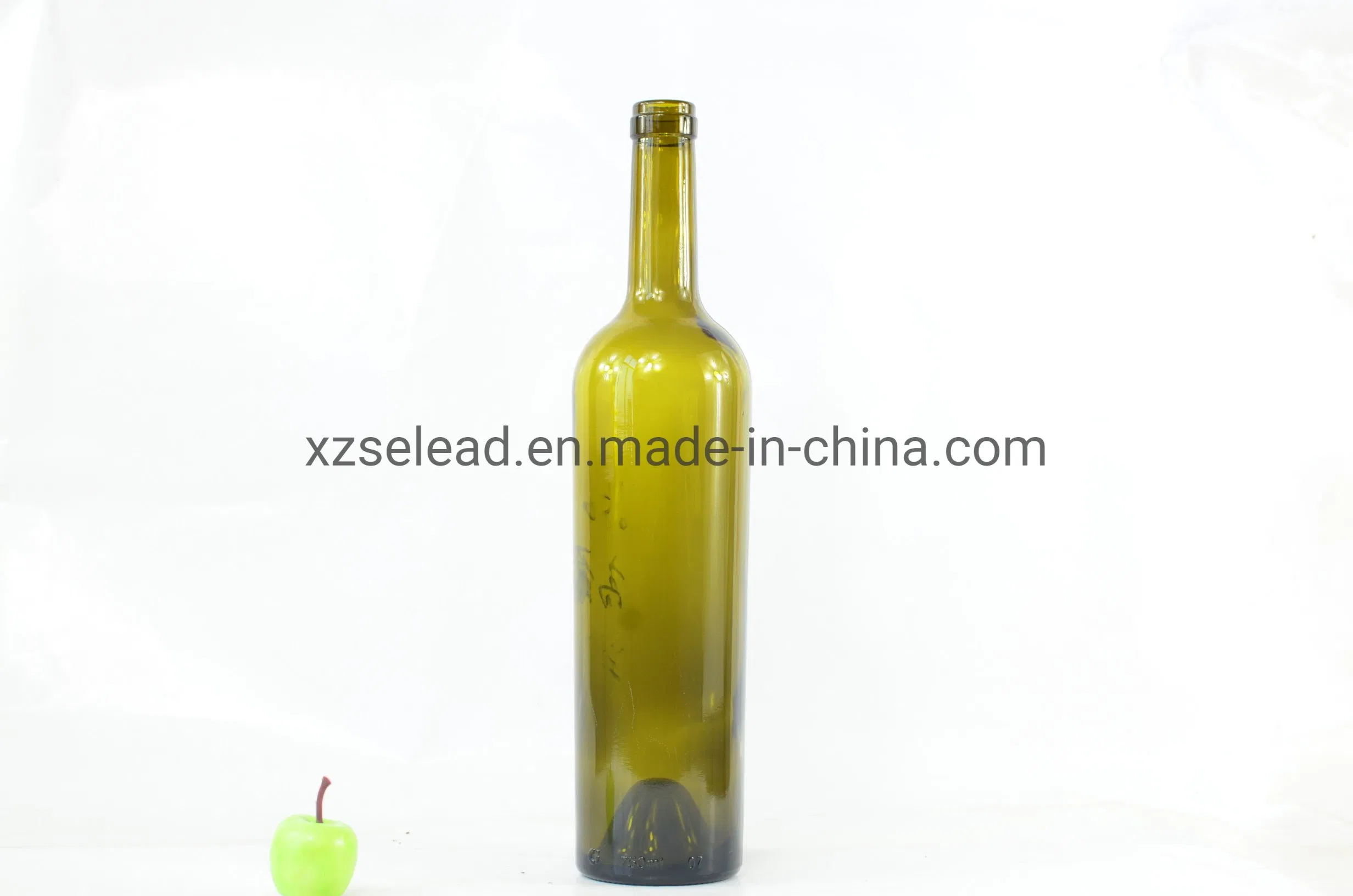 750ml Antique Green Burgundy Wine Glass Bottle with Cork Finish