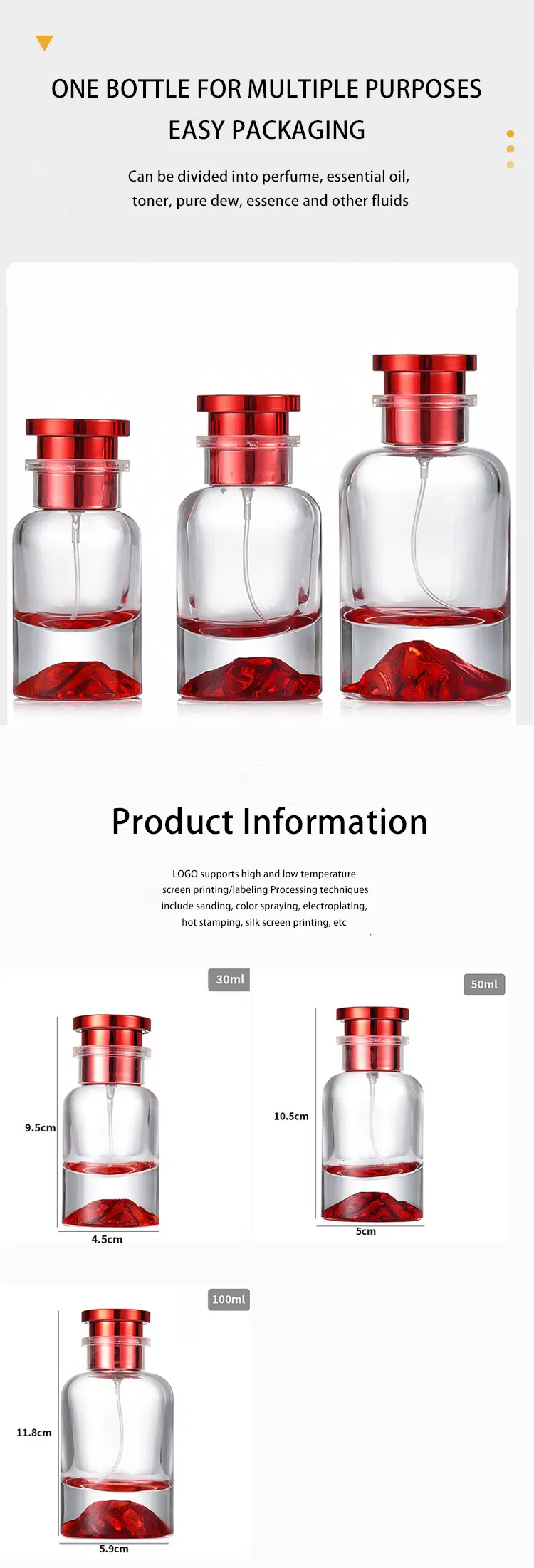 Thick Base Red Color Glass Perfume Bottle 2