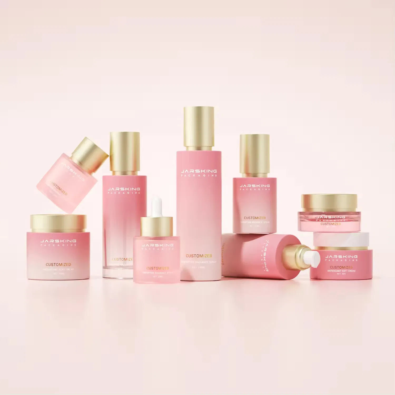 Wholesale Unique Colored Transparent Cosmetic Packaging Set Custom Printed Face Cream Jar Glass Lotion Bottle with Pump