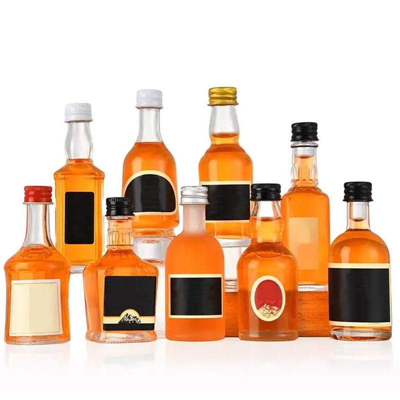 Mini 50ml Glass Liquor Bottle with Metal Cap for Vodka Whiskey Beverage Gin Spirits
