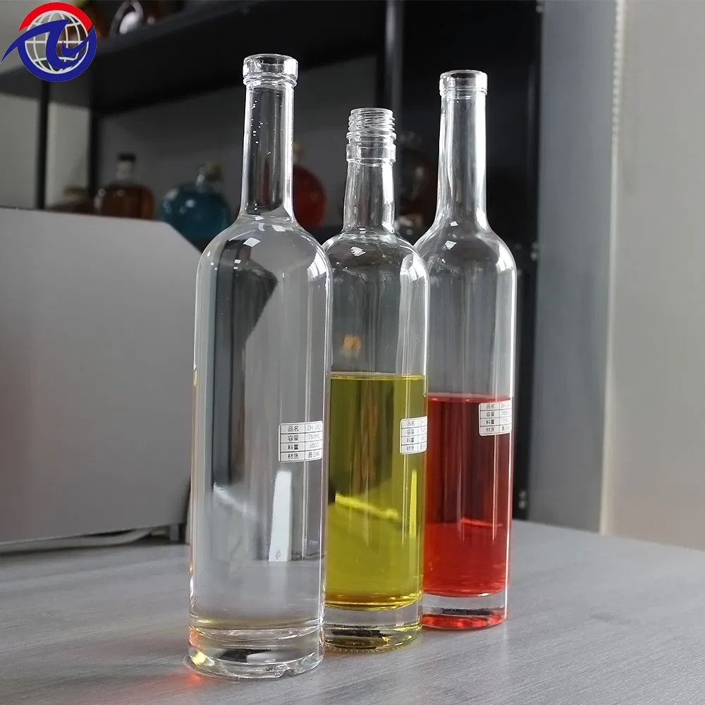 Luxury 750ml Vodka Glass Bottle 700ml 1L Extra Flint Premium Decal Printed Flint Liquor Gin Whisky Rum Gin Tequila Spirits Alcohol Glass Bottle with Cork Cap