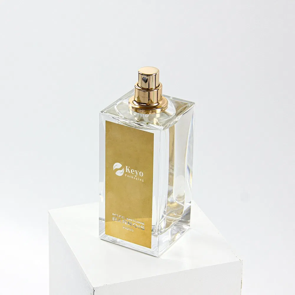 Wholesale Empty 100ml Luxury Flat Square Fragrance Spray Parfum Bottle Black Refillable Perfume Parfume Glass Spraye Bottle with Magnet Cap Gold Label