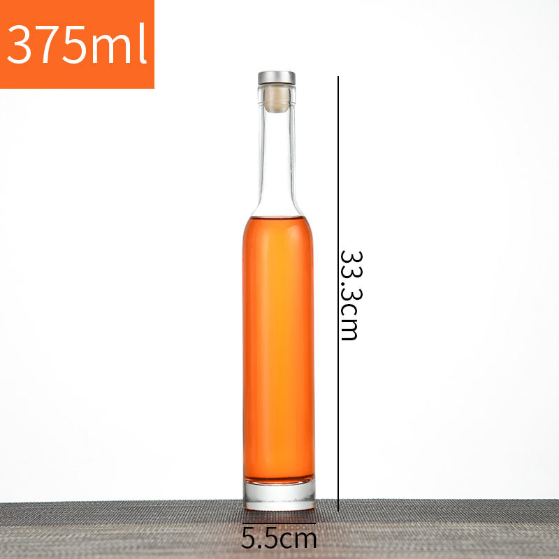 Manufacturer Custom Flint Clear 375ml Long Neck Ice Wine Glass Bottle, High Quality Tall Skinny Ice Wine Bottle