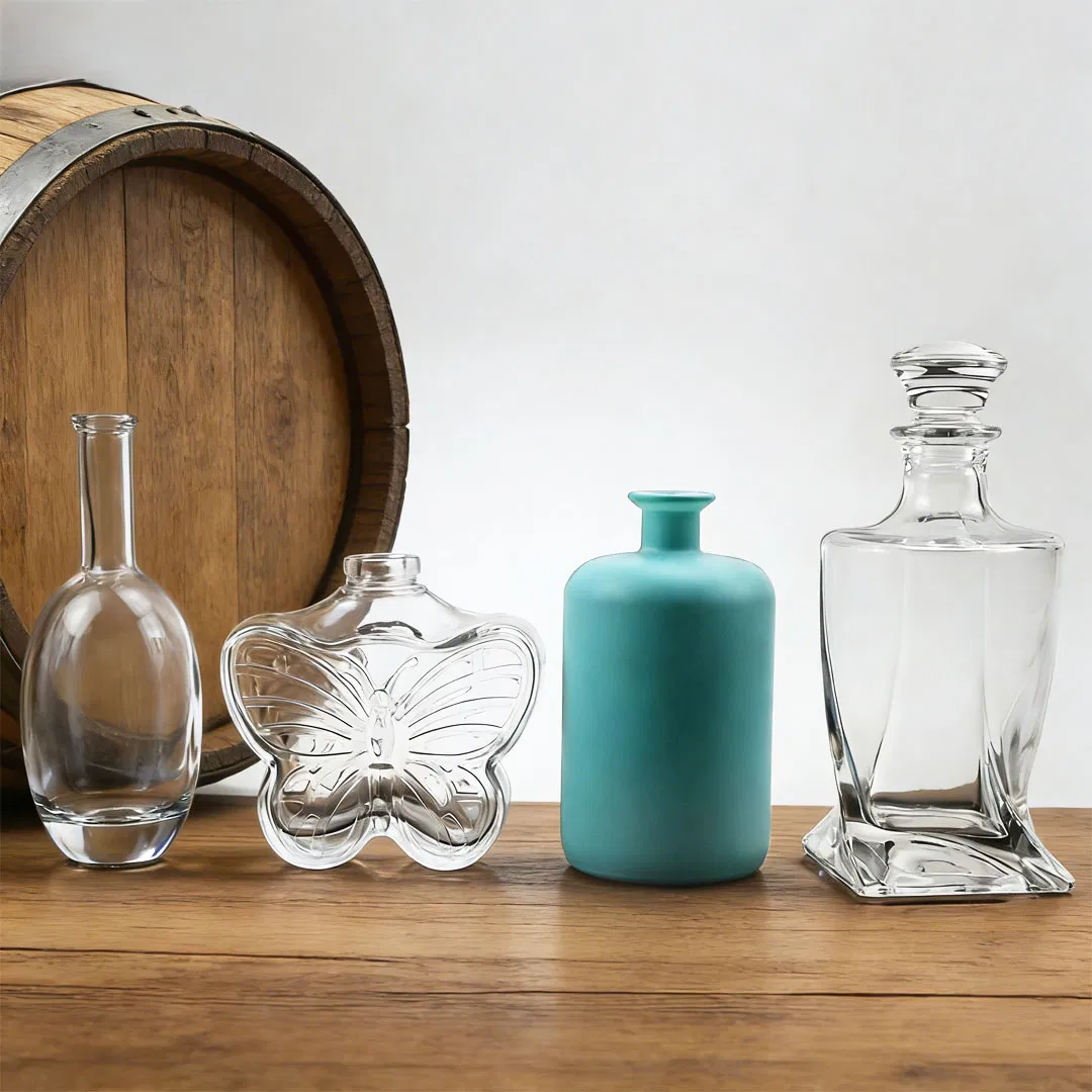 375ml 500ml 700m 750ml 1000ml Whisky Tequila Bourbon Vodka Rum Brandy Custom Color Printing Frosted Special Unique Shape Luxury Glass Liquor Bottle with Cork