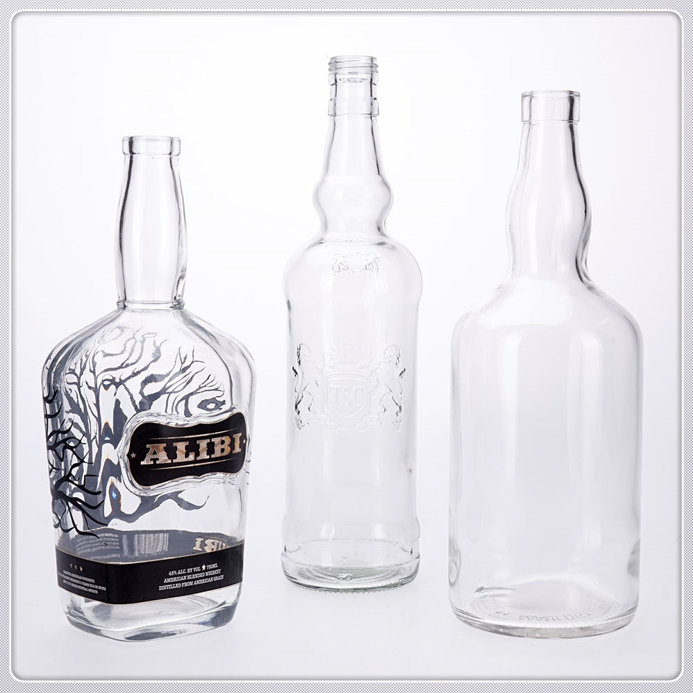 750ml Heavy Glass Alcohol Bottle with Screw Cap and Frost Surface Finish