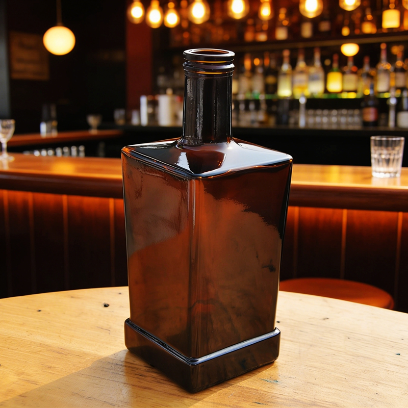 Brown Square Glass Bottle of 500 Ml