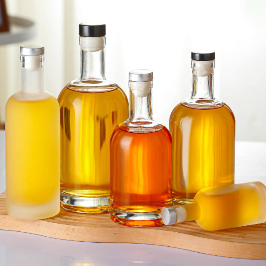 Frosting Round Shape 100ml 200ml 375ml 500ml 700ml 750ml 1000ml Tequlia Rum Whisky Spirit Gin Vodka Glass Liquor Special Unique Custom Glass Bottle