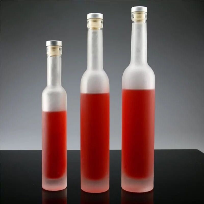 Tall Glass Bottle with Long Neck Frosted Sparkling Wine Bottle Beverage Bottle Glass Juice Bottle