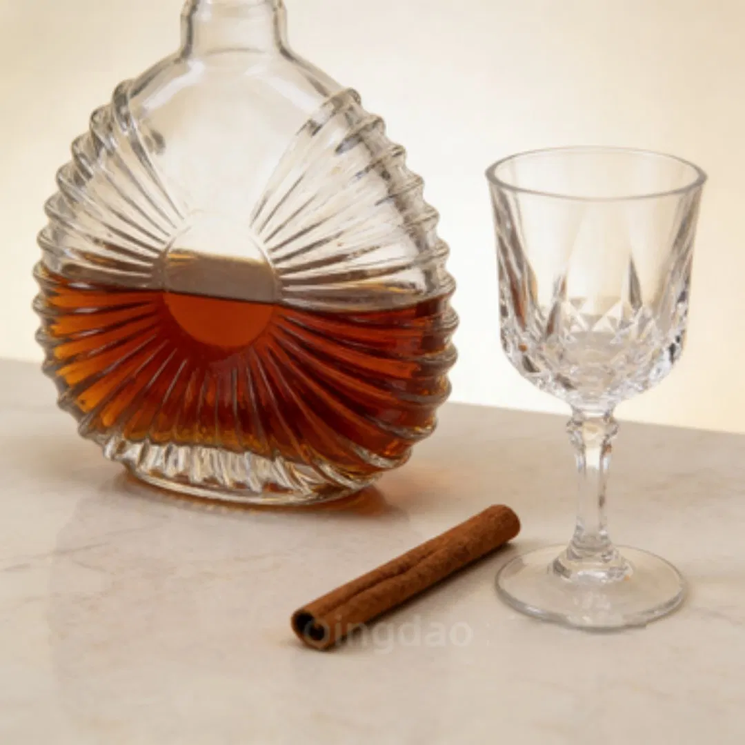 500ml Short Neck Glass Bottle Transparent Glass Whiskey Bottle Vodka Bottle with Cork