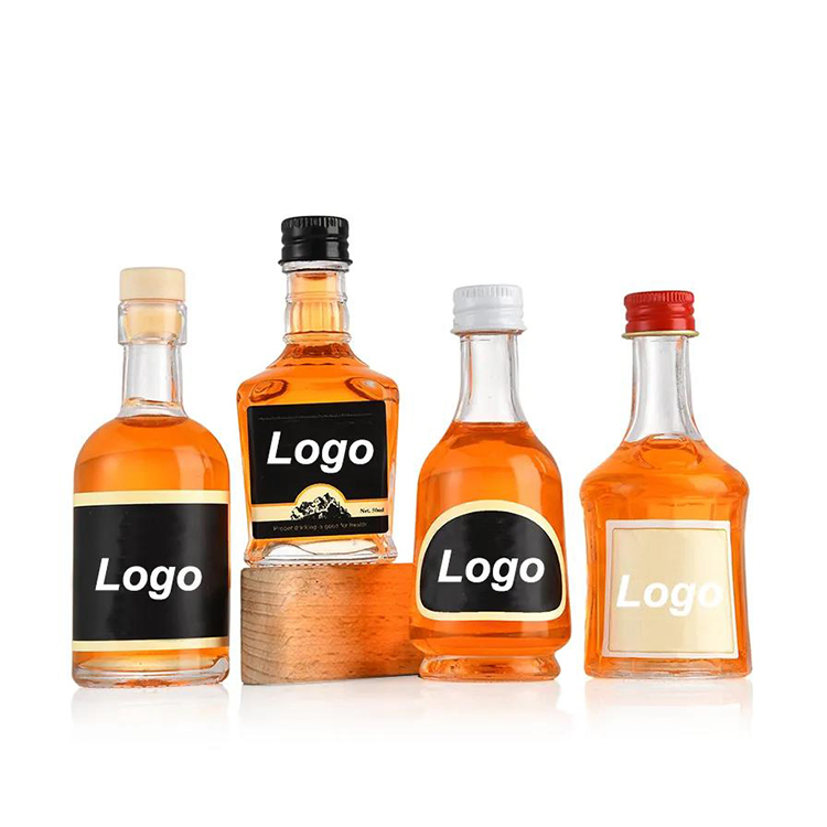 Mini 50ml Glass Liquor Bottle with Metal Cap for Vodka Whiskey Beverage Gin Spirits